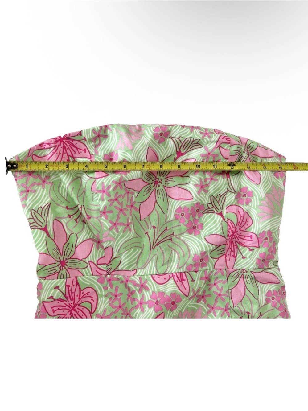 Lilly Pulitzer | Corrina Dress Size 6 Green Clover Strapless Cotton - Picture 10 of 14